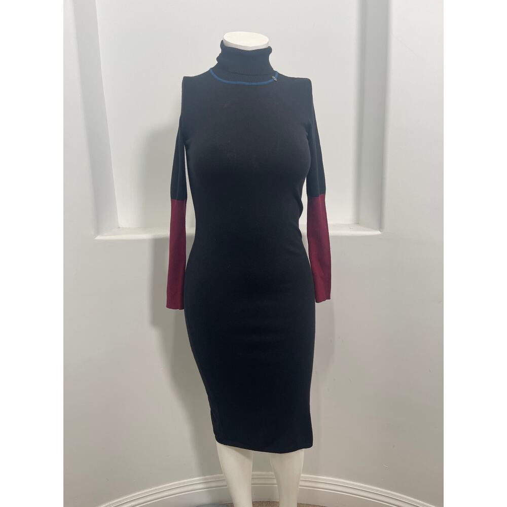 Cop. Copine ADRI Long Sleeve Women’s Knit Sweater Midi Dress  Black  Pink Size 5